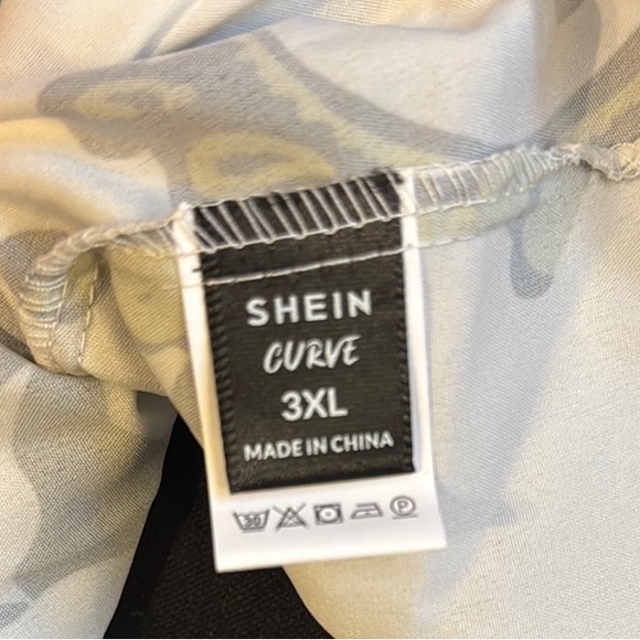 Floral Print Spaghetti Strap Top - White, Black, and Gold - Picture 2 of 5